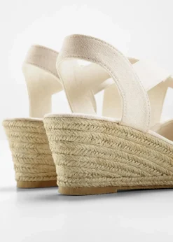 Damen bonprix Schuhe & Accessoires In Spezialgrößen·Schuhe In Übergröße|Schuhe & Accessoires In Spezialgrößen·Elastischer Schaft|Keilsandaletten mit elastischen Riemen