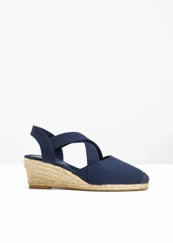 Damen bonprix Strandmode|Sommerschuhe|Keilsandaletten mit elastischen Riemen