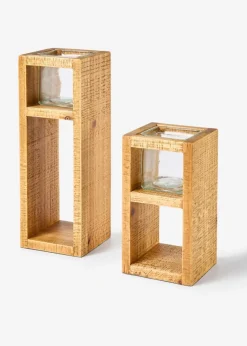 bonprix Kerzenhalter|Wohnaccessoires|Kerzenständer mit Glaseinsatz (2-tlg. Set)