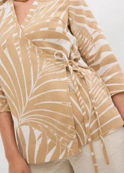 Damen bonprix Blusen & Tuniken|Bekleidung·Jacken & Mäntel|Kimono-Bluse in Leinenoptik