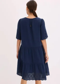 Sale Kleid aus Musselin mit Lochstickerei Damen Kleider|Bekleidung·Pullover & Strickjacken