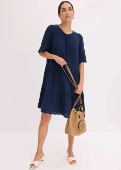 Sale Kleid aus Musselin mit Lochstickerei Damen Kleider|Bekleidung·Pullover & Strickjacken