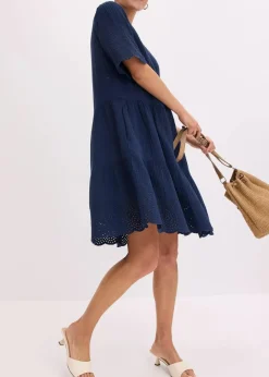 Sale Kleid aus Musselin mit Lochstickerei Damen Kleider|Bekleidung·Pullover & Strickjacken