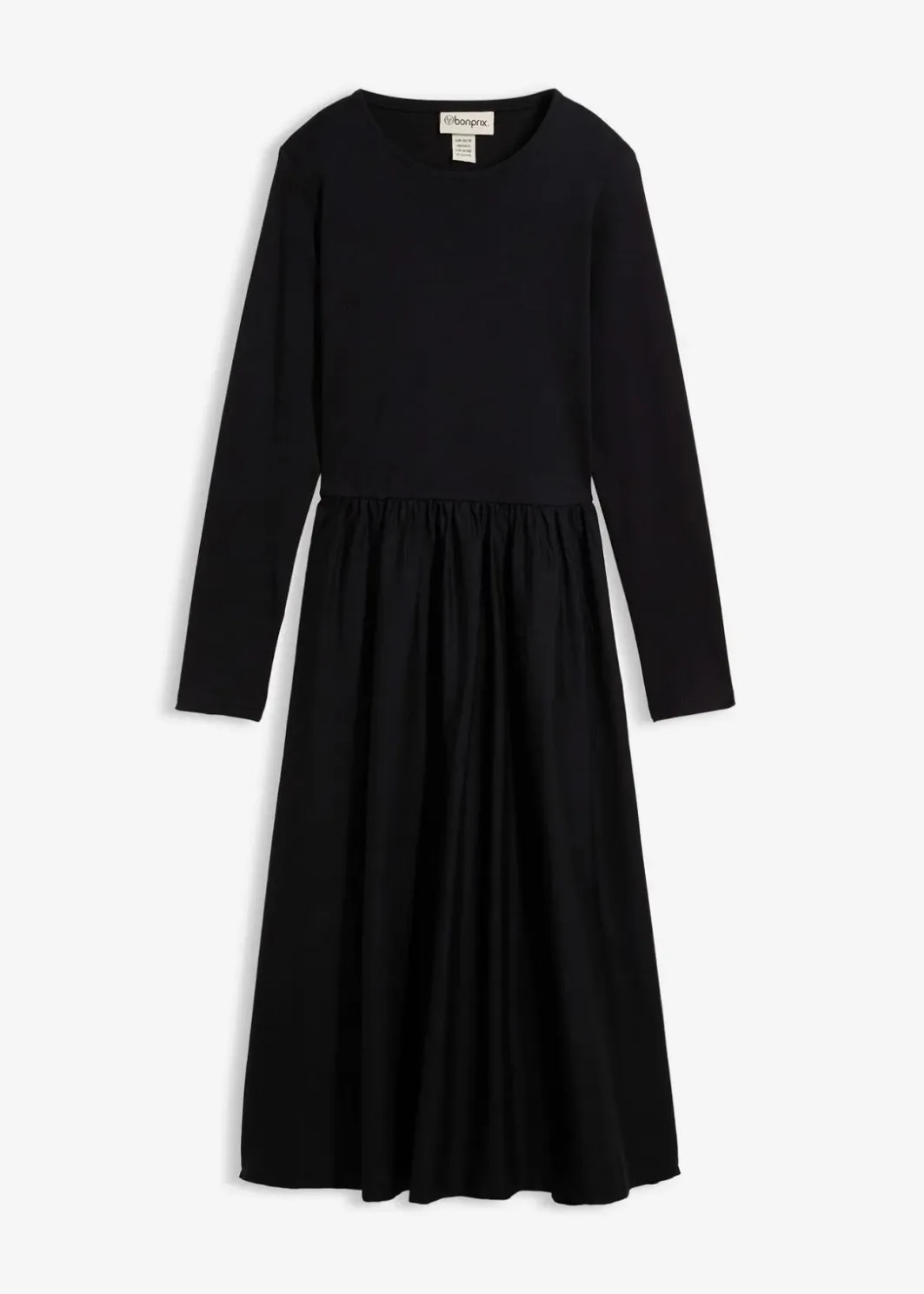 Damen bonprix Kleider|Bekleidung·Pullover & Strickjacken|Kleid im Materialmix aus reiner Baumwolle