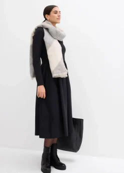 Damen bonprix Kleider|Bekleidung·Pullover & Strickjacken|Kleid im Materialmix aus reiner Baumwolle