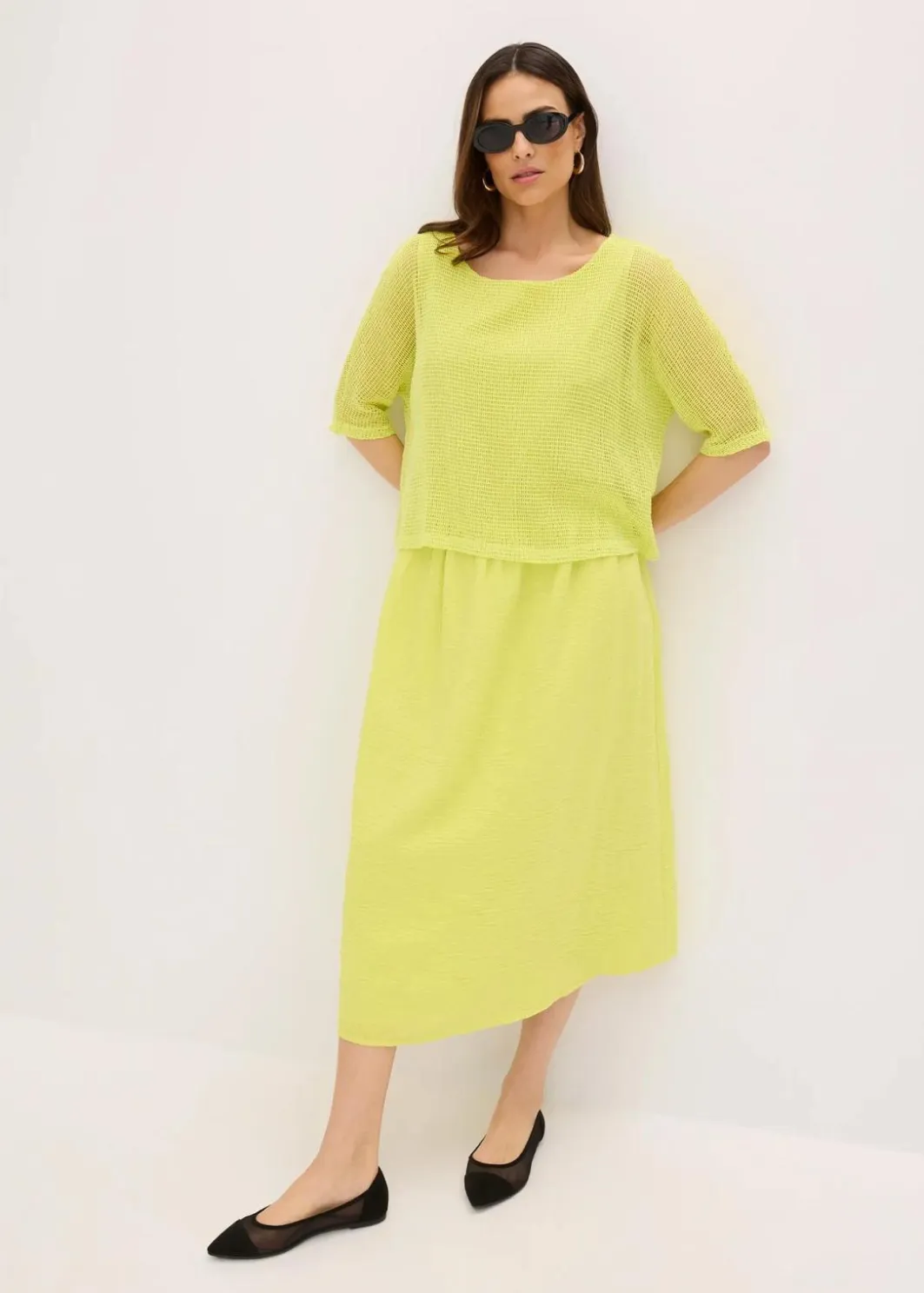 Damen bonprix Bekleidung·Pullover & Strickjacken|Kleider|Kleid in 2 in 1 Optik