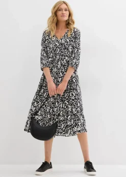 Kleid in Midilänge aus fließender Viskose Damen Kleider