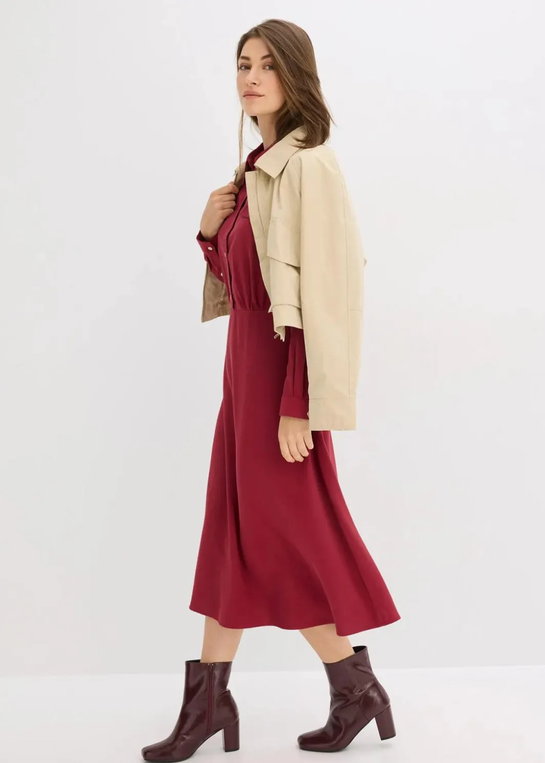 Hot Kleid mit Hemdkragen Damen Kleider|Bekleidung·Pullover & Strickjacken