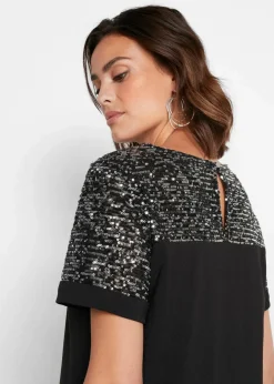 Damen bonprix Kleider|Bekleidung·Pullover & Strickjacken|Kleid mit Pailetten-Einsatz