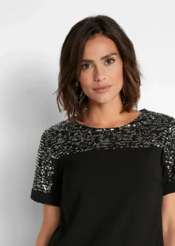 Damen bonprix Kleider|Bekleidung·Pullover & Strickjacken|Kleid mit Pailetten-Einsatz