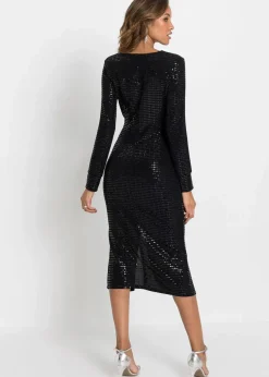 Damen bonprix Kurzgrößen|Bekleidung·Pullover & Strickjacken|Kleid mit Pailletten