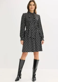 Damen bonprix Bekleidung·Pullover & Strickjacken|Kleider|Kleid mit Schluppenkragen aus fließendem Satin
