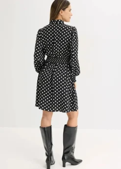Damen bonprix Bekleidung·Pullover & Strickjacken|Kleider|Kleid mit Schluppenkragen aus fließendem Satin