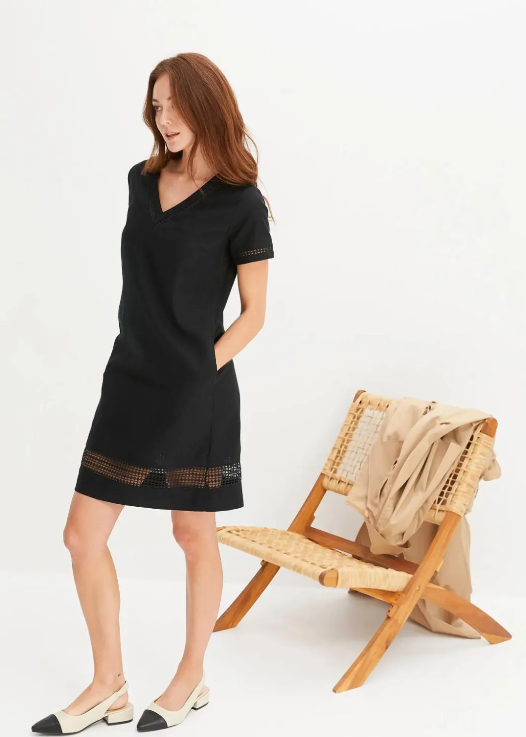 Damen bonprix Bekleidung·Pullover & Strickjacken|Kleider|Kleid mit Spitzeneinsatz