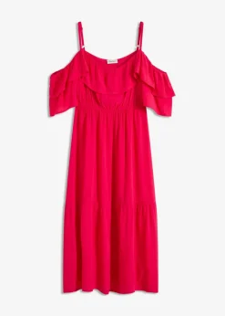Damen bonprix Bekleidung·Pullover & Strickjacken|Kleider|Kleid mit Volants aus strukturierter Viskose