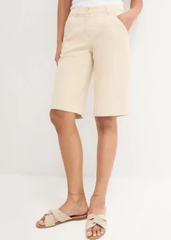 Damen bonprix Hosen|Shorts|Knielange Baumwoll-Bermuda mit Utility-Details