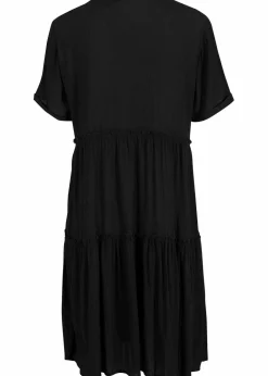 Online Knieumspielendes Viskose-Crinkle-Kleid mit Ausschnittdetail Damen Bekleidung·Pullover & Strickjacken|Kleider