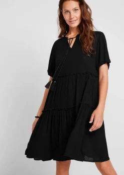 Online Knieumspielendes Viskose-Crinkle-Kleid mit Ausschnittdetail Damen Bekleidung·Pullover & Strickjacken|Kleider