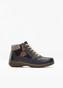 Damen bonprix Komfortschuhe|Boots|Komfort-Schnürboots in bequemer Weite aus Leder