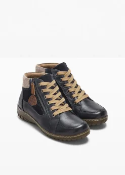 Damen bonprix Komfortschuhe|Boots|Komfort-Schnürboots in bequemer Weite aus Leder