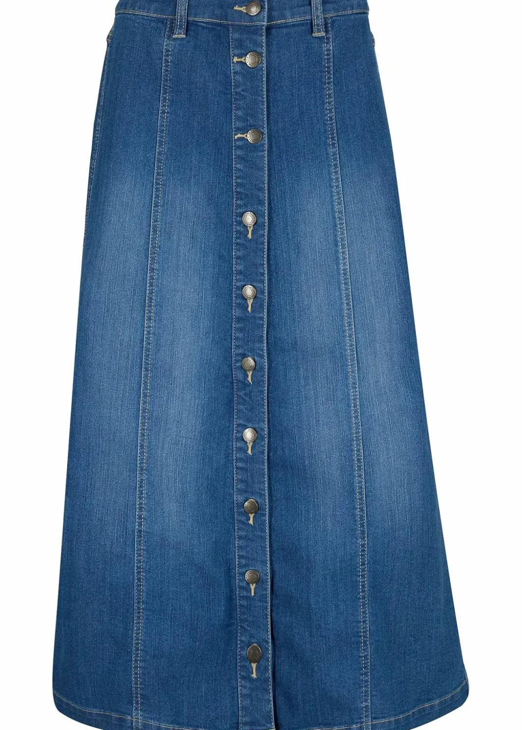 Damen bonprix Bekleidung·Sportbekleidung|Röcke|Komfort-Stretch-Jeansrock, Midi-Länge