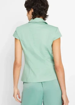 Hot Kurzarm Blazer aus Baumwollsatin Damen Bekleidung·Basics|Blazer