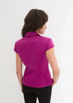Hot Kurzarm Blazer aus Baumwollsatin Damen Blazer|Bekleidung·Basics