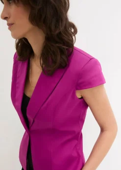 Hot Kurzarm Blazer aus Baumwollsatin Damen Blazer|Bekleidung·Basics