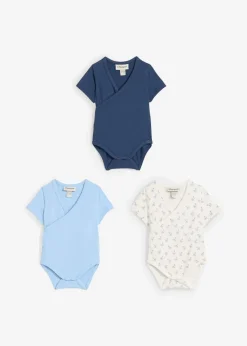 Kurzarm Wickelbodies aus reiner Bio-Baumwolle (3er Pack) Kinder Mehrfachpacks|Bodys & Strampler
