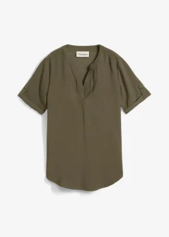 Damen bonprix Bekleidung·Jacken & Mäntel|Blusen & Tuniken|Kurzarmbluse aus festem Viskose-Mix