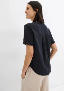 Clearance Kurzarmbluse aus festem Viskose-Mix Damen Blusen & Tuniken|Bekleidung·Jacken & Mäntel