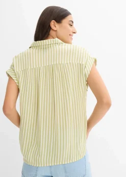 Online Kurzarmbluse aus fließender Viskose Damen Blusen & Tuniken|Bekleidung·Jacken & Mäntel