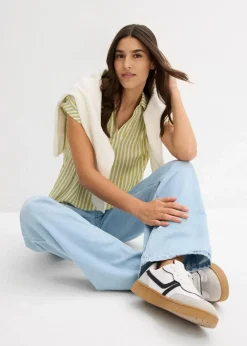 Online Kurzarmbluse aus fließender Viskose Damen Blusen & Tuniken|Bekleidung·Jacken & Mäntel