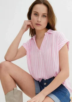 Damen bonprix Blusen & Tuniken|Bekleidung·Jacken & Mäntel|Kurzarmbluse aus fließender Viskose