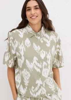 Damen bonprix Nachhaltigere Materialien|Blusen & Tuniken|Kurzarmbluse aus fließender Viskose