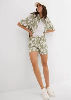 Damen bonprix Nachhaltigere Materialien|Blusen & Tuniken|Kurzarmbluse aus fließender Viskose