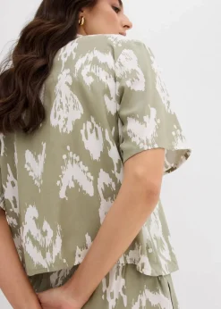 Damen bonprix Nachhaltigere Materialien|Blusen & Tuniken|Kurzarmbluse aus fließender Viskose