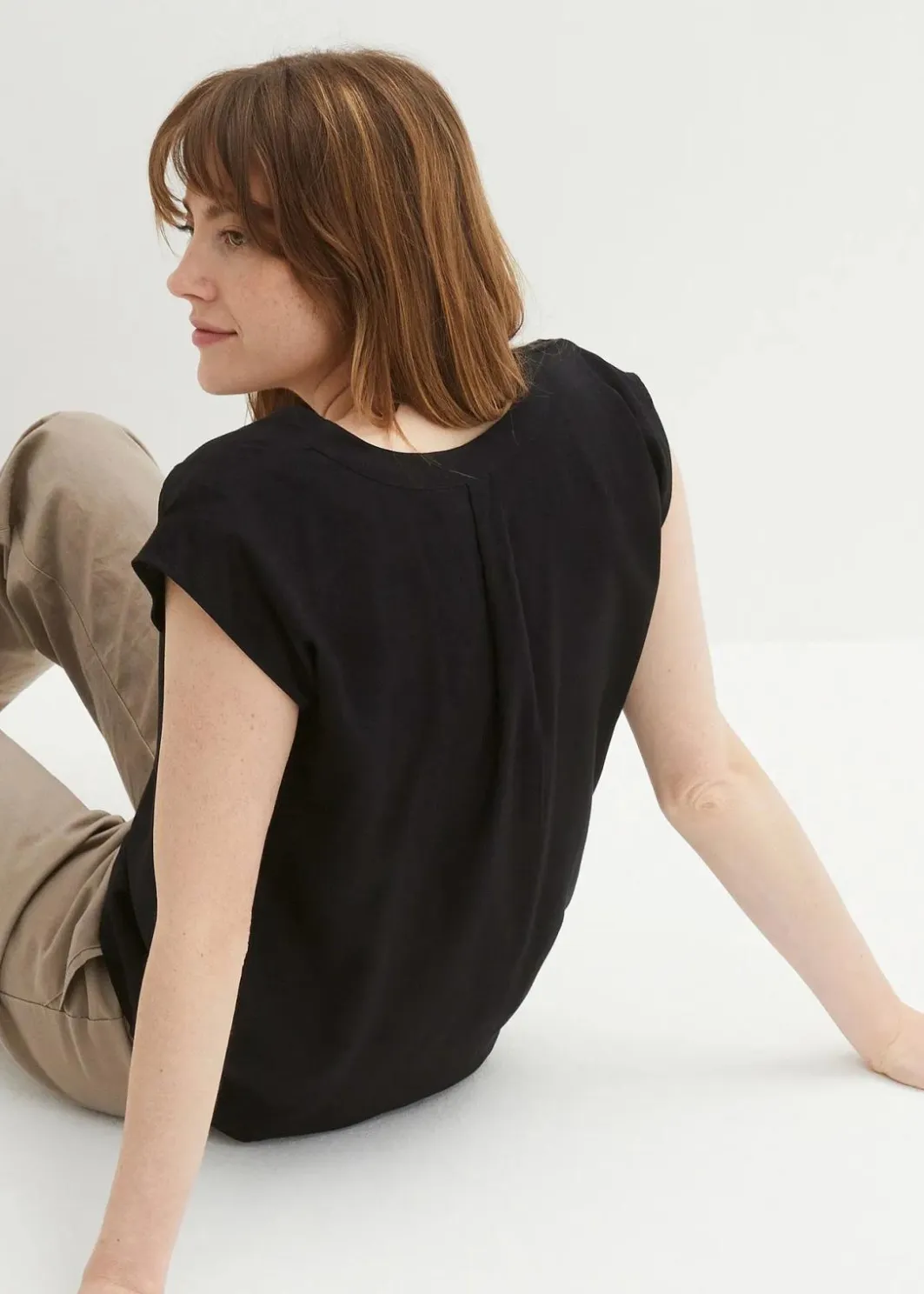 Damen bonprix Nachhaltigere Materialien|Blusen & Tuniken|Kurzarmbluse aus fließender Viskose