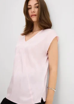Sale Kurzarmbluse aus glänzendem Satin Damen Bekleidung·Jacken & Mäntel|Blusen & Tuniken