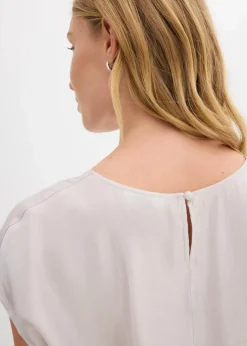 Hot Kurzarmbluse aus glänzendem Satin Damen Blusen & Tuniken|Bekleidung·Jacken & Mäntel