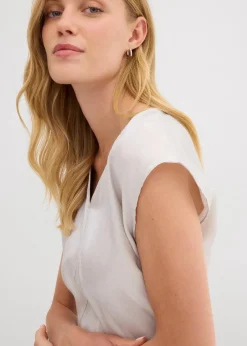 Hot Kurzarmbluse aus glänzendem Satin Damen Blusen & Tuniken|Bekleidung·Jacken & Mäntel