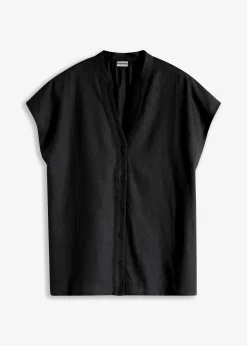 Damen bonprix Bekleidung·Jacken & Mäntel|Blusen & Tuniken|Kurzarmbluse aus luftigem Leinen-Mix