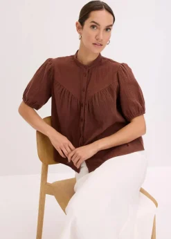 Discount Kurzarmbluse aus luftigem Musselin Damen Blusen & Tuniken
