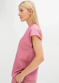 Damen bonprix Blusen & Tuniken|Bekleidung·Jacken & Mäntel|Kurzarmbluse aus luftigem Leinen-Mix