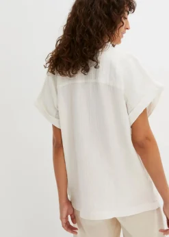 Hot Kurzarmbluse aus Musselin Damen Blusen & Tuniken|Bekleidung·Jacken & Mäntel