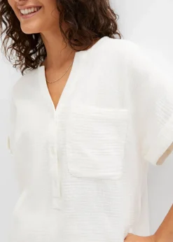Hot Kurzarmbluse aus Musselin Damen Blusen & Tuniken|Bekleidung·Jacken & Mäntel