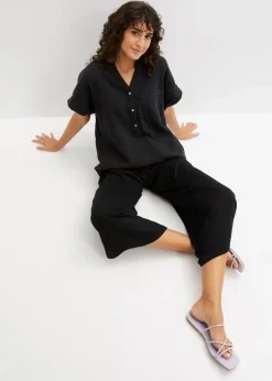 Outlet Kurzarmbluse aus Musselin Damen Bekleidung·Jacken & Mäntel|Blusen & Tuniken
