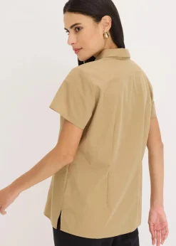 Damen bonprix Blusen & Tuniken|Bekleidung·Jacken & Mäntel|Kurzarmbluse aus Popeline