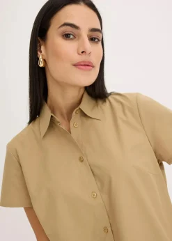 Damen bonprix Blusen & Tuniken|Bekleidung·Jacken & Mäntel|Kurzarmbluse aus Popeline