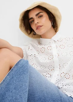 Damen bonprix Bekleidung·Jacken & Mäntel|Blusen & Tuniken|Kurzarmbluse aus reiner Baumwolle